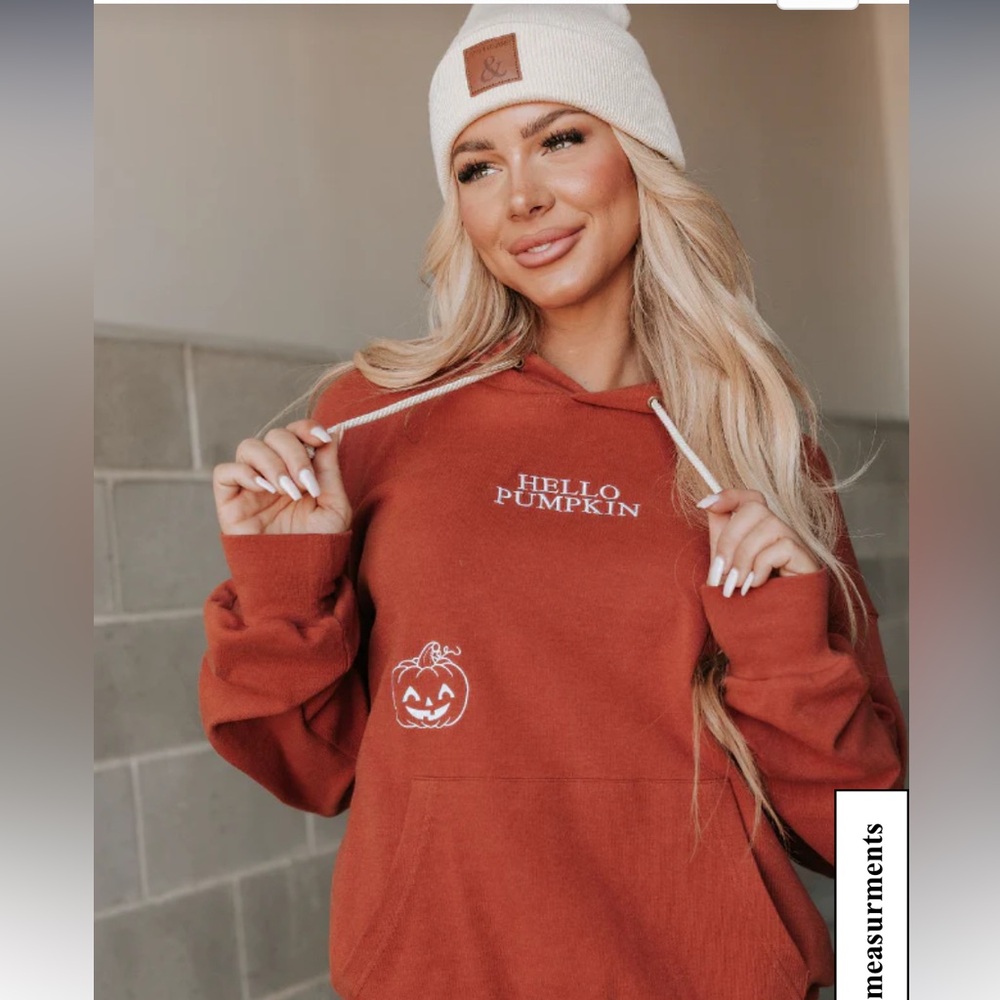 NWT Ampersand Ave Hello Pumpkin Women's Rust Hoodie SZ M